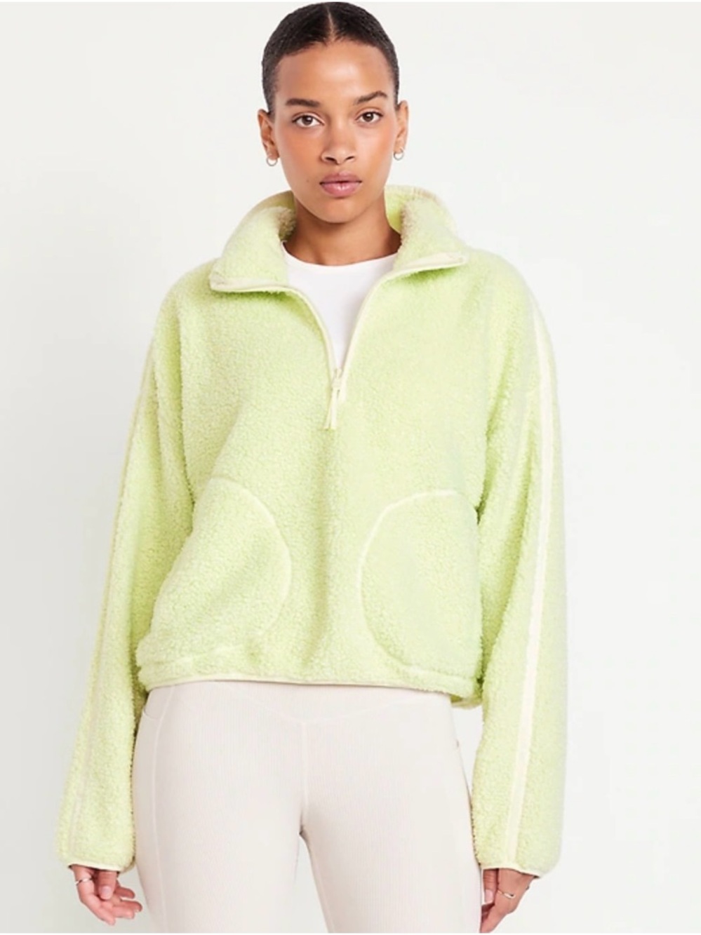 Old Navy Light Lime Green Sherpa Half-Zip Pullover